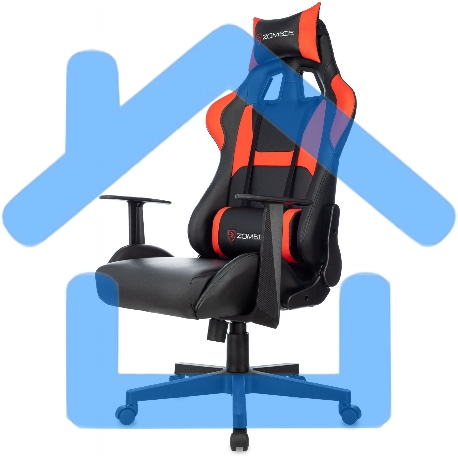 Кресло игровое Zombie Game Penta черный/красный эко.кожа с подголов. крестов. пластик-28