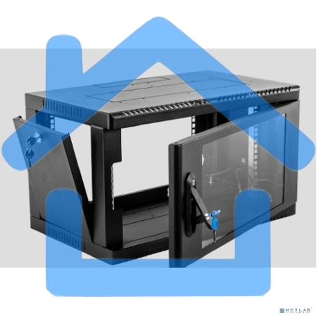 Шкаф коммутационный ЦМО (ШРН-6.500-9005) настенный 6U 600x500мм пер.дв.стекл 200кг черный 470мм 180град.-5