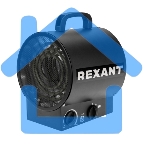 Пушка тепловая электрическая Rexant 60-0037 круглая, прямоугольная подставка, ТЭН, 3кВт-7