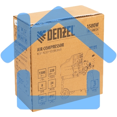 Компрессор воздушный прям. привод DC1500/24, 1,5 кВт, 24 литра, 220 л/мин Denzel-2