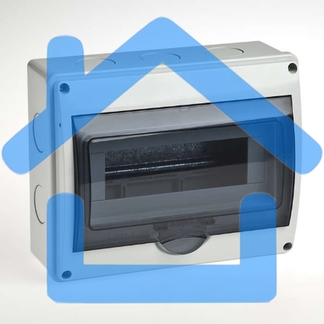 Бокс ОП Тусо 10мод. (4в) IP65 сер./дым. двер. Рувинил 69011