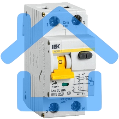 Выключатель автоматический дифференциального тока 2п (1P+N) C 40А 30мА тип A 6кА АВДТ-32 ИЭК MAD22-5-040-C-30
