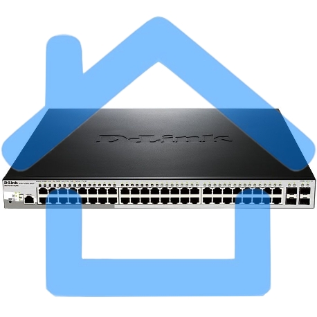 Коммутатор D-Link DGS-1210-52P/ME/B1A, L2 Managed Switch with 48 10/100/1000Base-T ports and 4 1000Base-X SFP ports (8 PoE ports 802.3af/802.3at (30 W), 16 PoE ports 802.3af (15,4 W), PoE Budget 193 W). 16K Mac-1