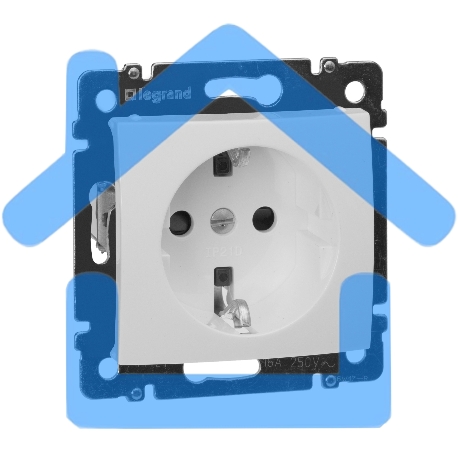 Розетка электрическая Valena с заземлением и шторками (белая) Legrand 774421-2