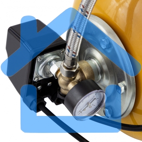 Насосная станция PS1000X, 1000 Вт, 3500 л/ч, ресивер 24 л, подъем 44 м, нержавейка Denzel-10