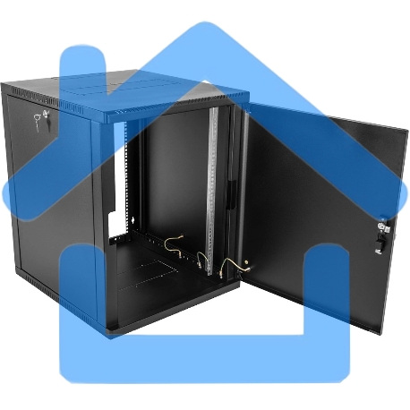 Шкаф коммутационный ЦМО (ШРН-9.350.1-9005) настенный 9U 600x350мм пер.дв.стал.лист 200кг черный 300мм-3