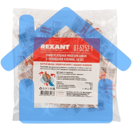 Универсальная клемма 2-проводная, прозрачная (0,08-2,5/4 мм²) (50 шт./уп.) Rexant-2