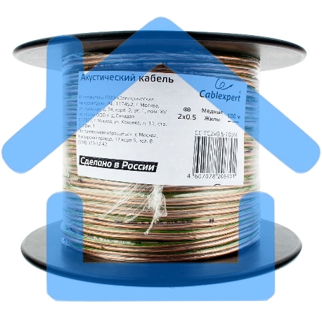 Акустический кабель Cablexpert CC-TC2x0,5-100M, прозрачный, 100 м, на катушке-2