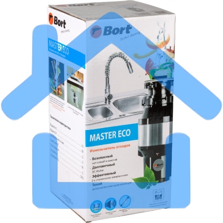 Измельчитель пищевых отходов Bort MASTER ECO (91275752) Число ступеней измельчения 2 ; Система шумоизоляции Да ; Мощность 390 Вт; Объем камеры 1000 мл; Материал камеры Металл ; Система защиты от перегрузки и заклинивания; Скорость холостого хода 2600 об/м-5