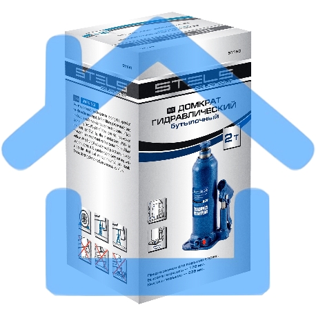 Домкрат гидравлический бутылочный, 2 т, h подъема 178-338 ммStels