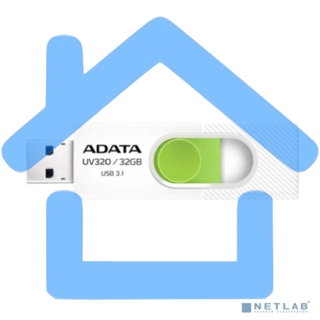 Флешка USB ADATA UV320 (AUV320-32G-RWHGN), 32Gb, USB 3.2, R/W 100/30, белый/зеленый-1