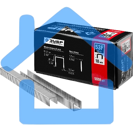 Скобы для степлера плоские ЗУБР 10 мм тип 53F, 5000 шт