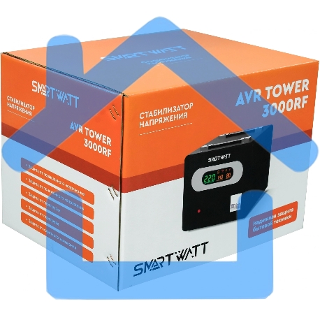 Напольный стабилизатор напряжения SMARTWATT AVR TOWER 3000RF (140W - 260W, 3000VA, 3 кВт, 50-60 Гц, LED-дисплей, релейны-8