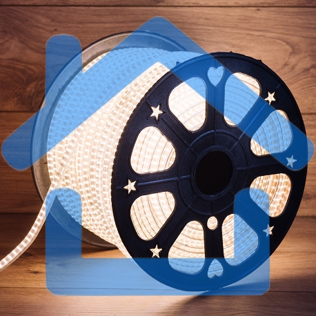 Лента LED 220 В, 6.5x15 мм, IP67, SMD 3014, 240 LED/m, цвет свечения теплый белый, 100 м