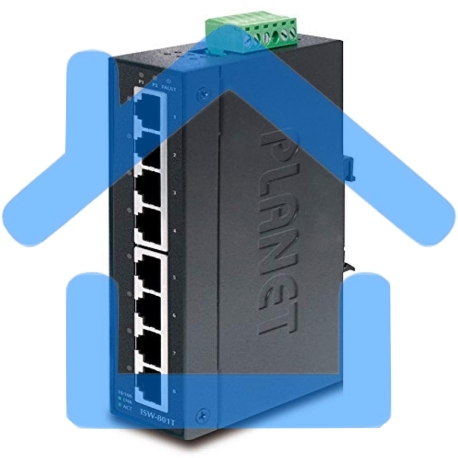 Коммутатор ISW-801T для монтажа в DIN рейку IP30 Slim Type 8-Port Industrial Fast Ethernet Switch (-40 to 75 degree C)
