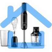 Блендер погружной Philips HR2543/90, 700Вт, 1 скорость, турбо режим, стакан для взбивания, венчик, измельчитель, черный