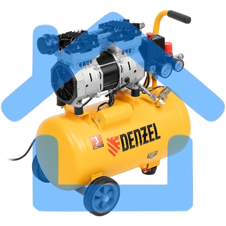Компрессор DLS950/24 безмаслянный малошумный 950 Вт, 165 л/мин,ресивер 24 л Denzel-6