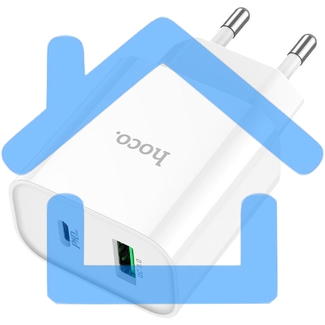 Блок питания (сетевой адаптер) HOCO C80A Plus, QC3.0, 20W, белый