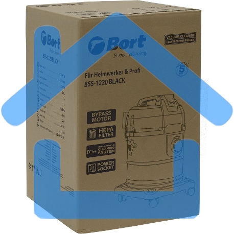 Строительный пылесос Bort BSS-1220 черный (93412598) 240/1200 Вт, уборка сухая/влажная, пылесборник мешок/контейнер, 20 л-13