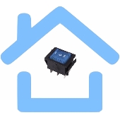 Выключатель клавишный 250V 15А (6с) ON-OFF-ON синий с подсветкой и нейтралью Rexant