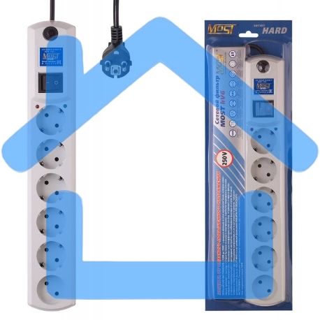 Сетевой фильтр Most HV6 2м (6 розеток) белый (коробка)