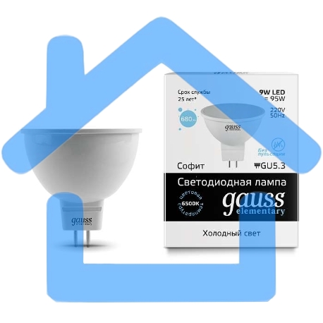 Лампа светодиодная Gauss LED Elementary MR16 GU5.3 9W 680lm 6500K 1/10/100 0