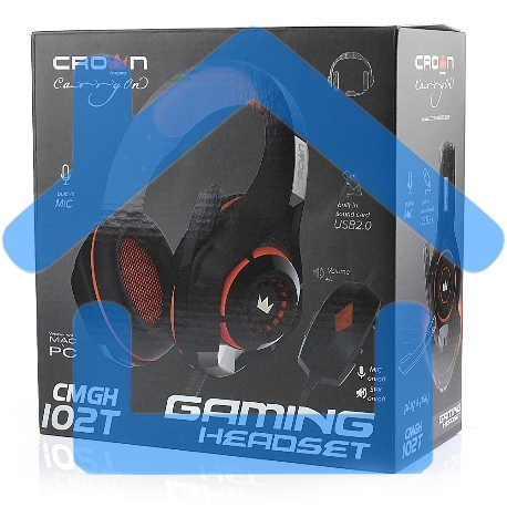 Наушники CROWN CMGH-102T Black&orange (Подключение USB, встроенная аудио карта, Частотныи? диапазон: 20Гц-20,000 Гц,Кабель 2.1м,Размер D 250мм)-8