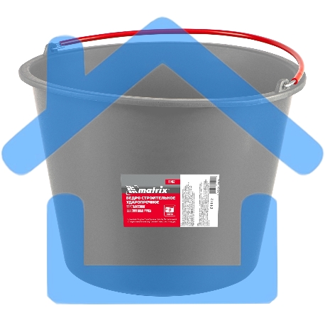 Ведро строительное Matrix пластмассовое 12 л, ударопрочное, обрезиненная ручка