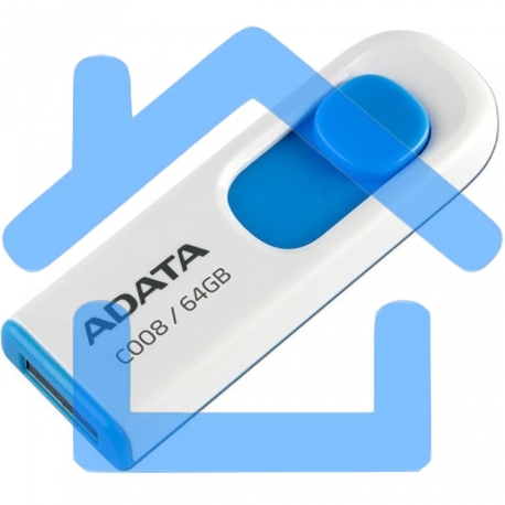 Флешка USB ADATA С008 (AC008-64G-RWE), 64Gb, USB 2.0, R/W 15/5, белый/синий-5