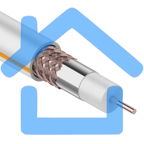 Кабель коаксиальный Rexant (01-2401) SAT 50м+CU/CU 75 Ом, 100м белый центральная жила CU медь, экран фольга AL, оплетка CU медь, 100 м-1