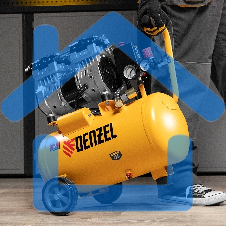 Компрессор DLS950/24 безмаслянный малошумный 950 Вт, 165 л/мин,ресивер 24 л Denzel-15