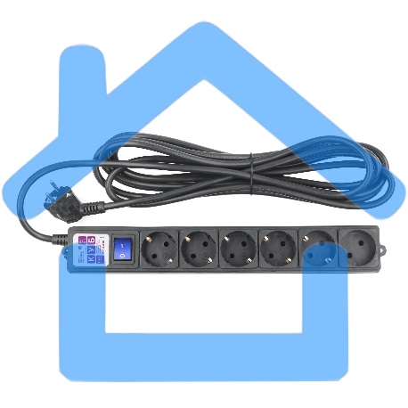 Фильтр-удлинитель PC 3м 6р, черный 16А, SPG6-B2-2