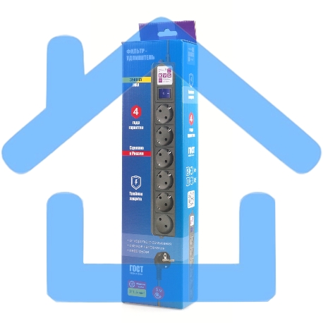 Фильтр-удлинитель PC 3м 6р, черный 16А, SPG6-B2-4