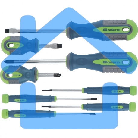 Набор отверток СИБРТЕХ 13375универсальный crv трехкомпонентные рукоятки 8 предм