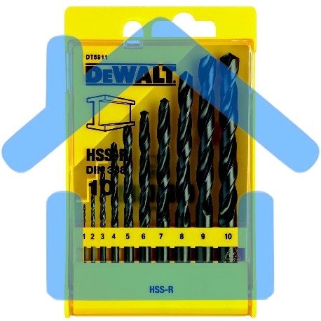 Набор сверл DeWALT DT5911-QZ  по металлу HSS-R (10шт.) в пластиковой кассете