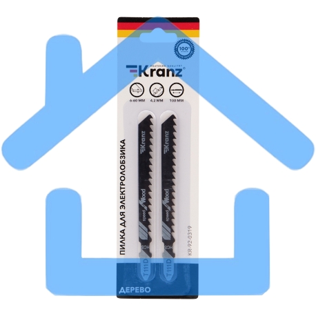 Пилка для электролобзика по дереву KRANZ T111D 100 мм 6 зубьев на дюйм 6-60 мм (2 шт./уп.) -1