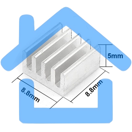 Аллюминиевый радиатор 8.8x8.8x5 мм