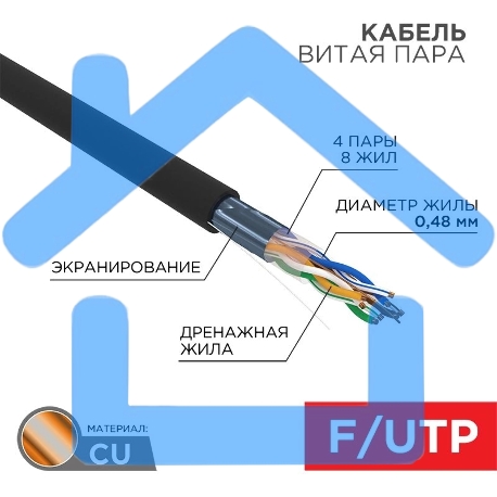 Кабель Proconnect (01-0154) Кабель FTP CAT5e 4 пары (305м) 0.51 мм OUTDOOR-5