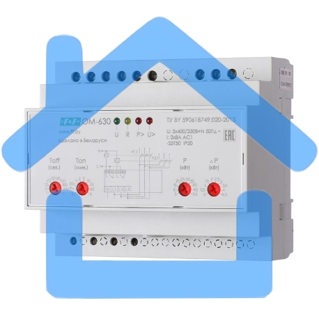 Ограничитель мощности ОМ-630 3ф 5-50кВт многофункц. подключение приоритетной и неприоритетной нагрузок F&F EA03.001.007-1