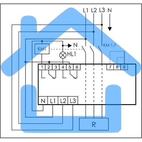 Ограничитель мощности ОМ-630 3ф 5-50кВт многофункц. подключение приоритетной и неприоритетной нагрузок F&F EA03.001.007