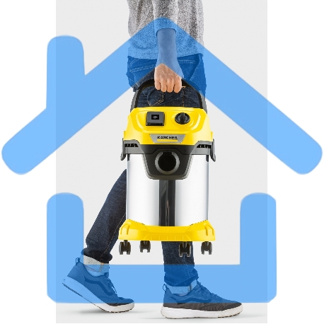 Строительный пылесос Karcher WD 3 P S V-17/4/20 желтый, 1000 Вт, уборка сухая/сбор воды, пылесборник мешок/контейнер, 17 л-16