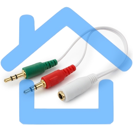 Кабель аудио сигнала Cablexpert, Jack3.5 нушники + 3.5 микрофон-> Jack3.5 4pin, длина 20см, белый