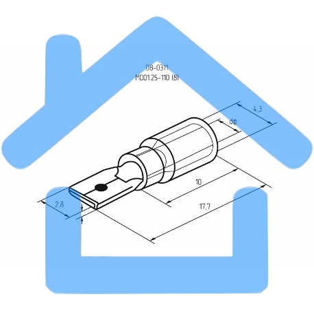 [Клеммы,сжим] Rexant (08-0311) КЛЕММА ПЛОСКАЯ изолированная (КПИ штекер - 2.8мм) 0.5-1.5мм/кв (VM1.25-110(8)) (100 шт в уп.)-3