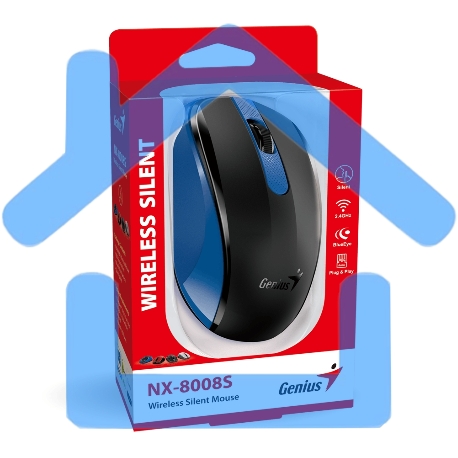 Мышь беспроводная Genius NX-8008S синий, 1200 dpi, радиоканал, USB, кнопки - 3-3