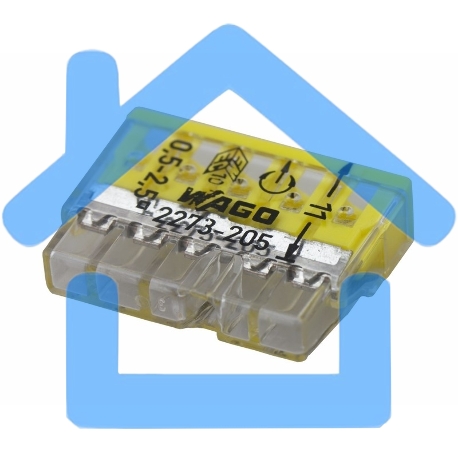 Клемма 5х(0.5-2.5мм) 5-х проводн. для распред. короб. (без п) WAGO 2273-205-2