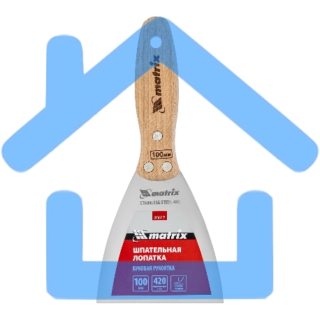 Шпательная лопатка из нержавеющей стали, 100 мм, буковая рукоятка, EFP Matrix 85617-4