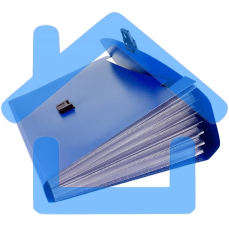 Папка-портфель Бюрократ -BPP6BLUE 6 отделений, A4, пластик, 0.7мм, синий