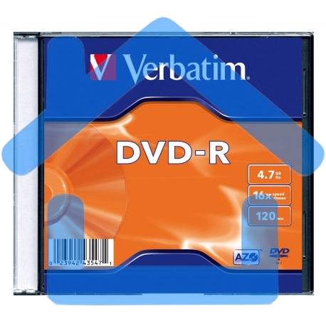 Диск DVD-R Verbatim 16-x, 4.7 Gb, (уп 20 шт) (43547)