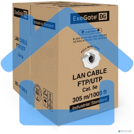 Кабель Exegate FTP 4 пары кат.5e CCA, экран, 305м pullbox, серый-3