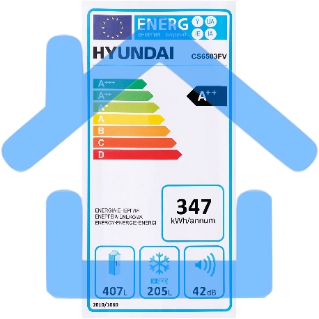 Холодильник Hyundai CS6503FV нержавеющая сталь двухкамерный инвертер 407/205л морозилка сбоку-11